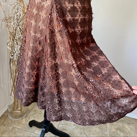 Anthopologie Eva Franco Brown Lace Summer Dress - Picture 6 of 8